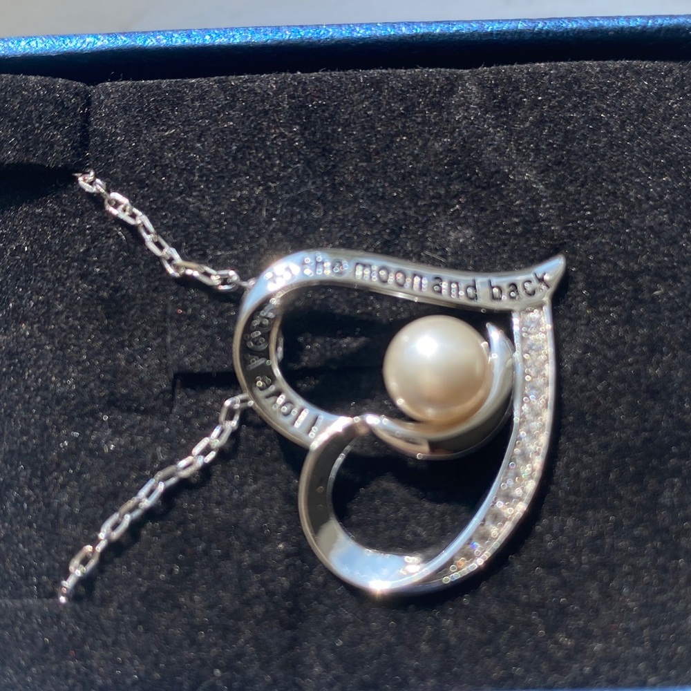 Sterling silver heart necklace June birthstone